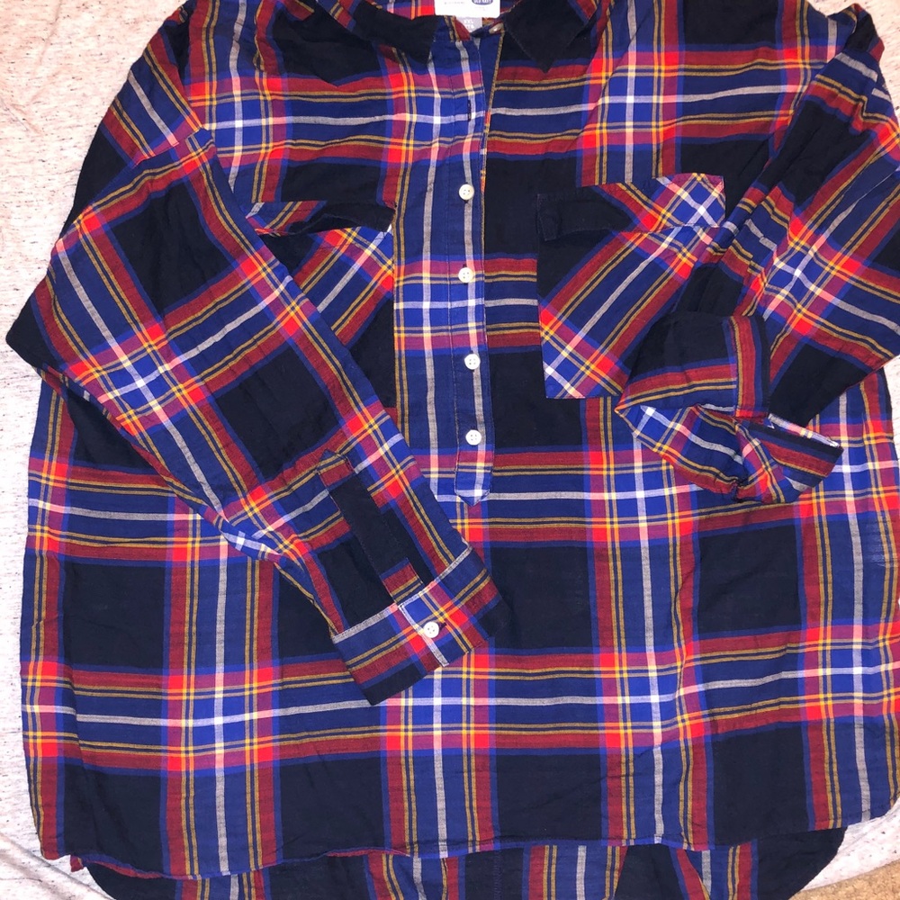 Boyfriend cut plus size plaid shirt